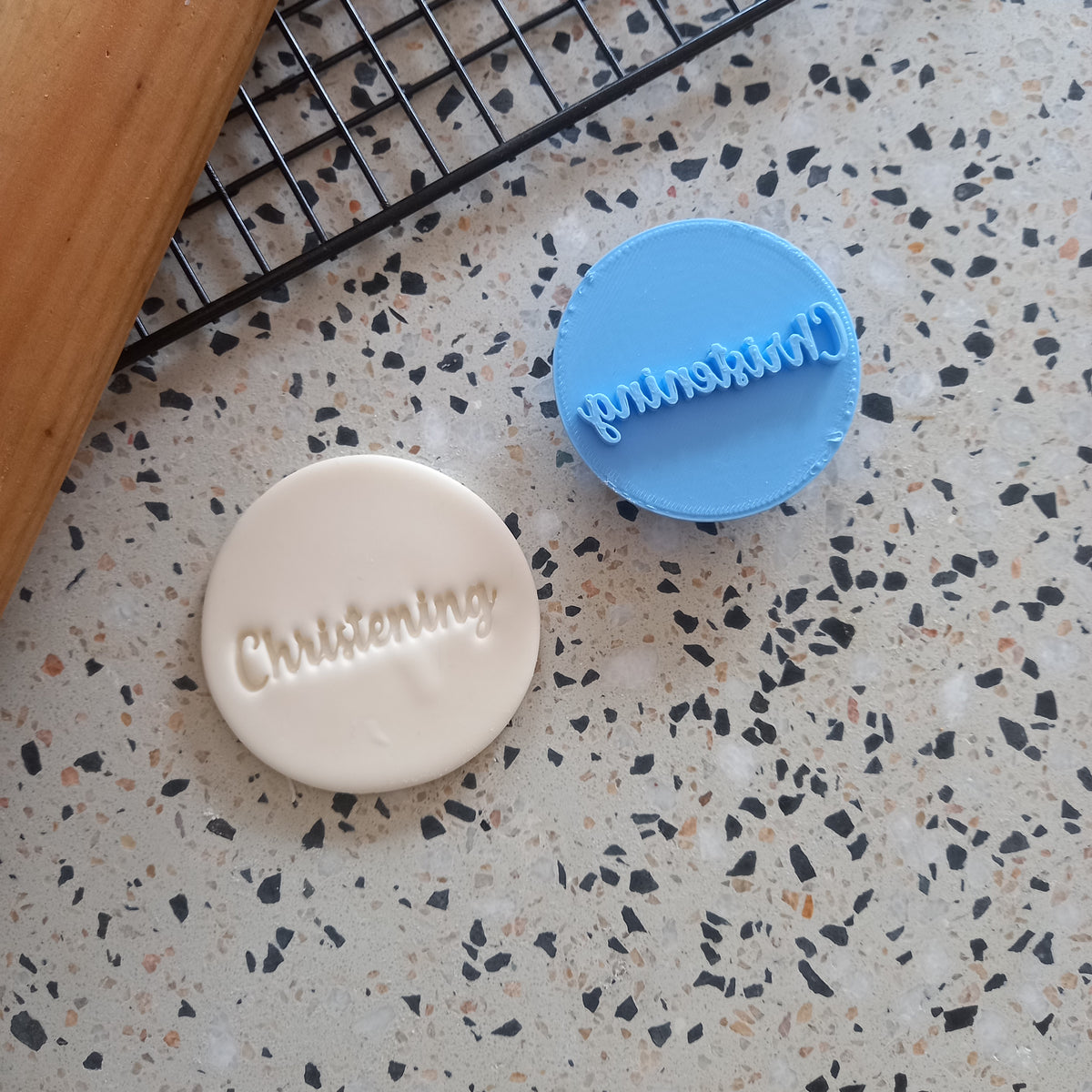 Christening (script) Fondant Embosser / Cookie Stamp Octopus Cutters