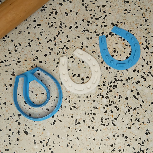 Horse shoe horseshoe cookie fondant biscuit cutter embosser set