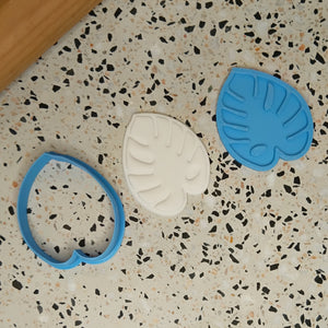 Monstera tropical leaf cookie fondant biscuit cutter embosser