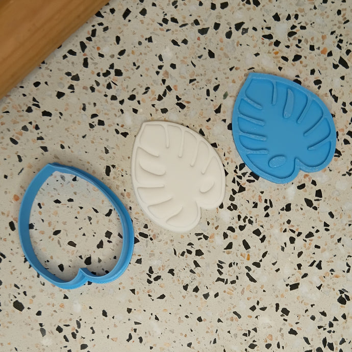 Monstera tropical leaf cookie fondant biscuit cutter embosser