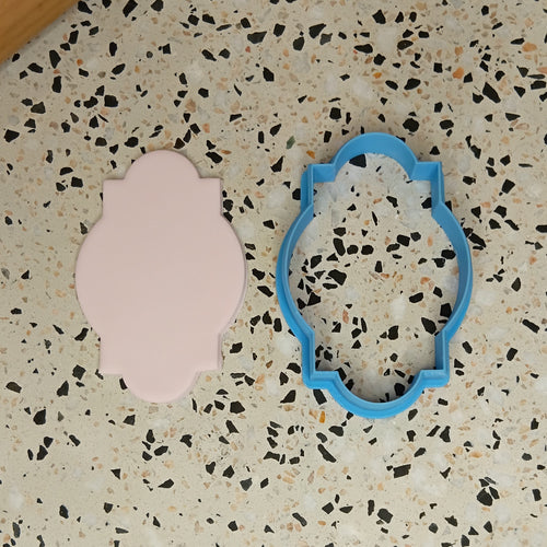 Pointed oval plaque cookie fondant biscuit cutter