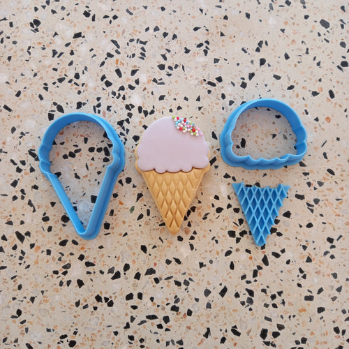 Ice Cream embosser & cutter set 8cm (3 piece)