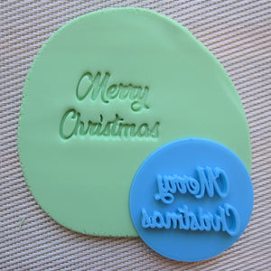 Merry Christmas (style 1) Fondant Embosser / Cookie Stamp
