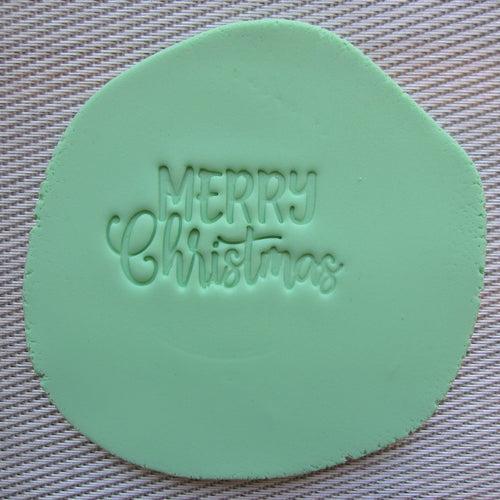 Merry Christmas (style 2) Fondant Embosser / Cookie Stamp