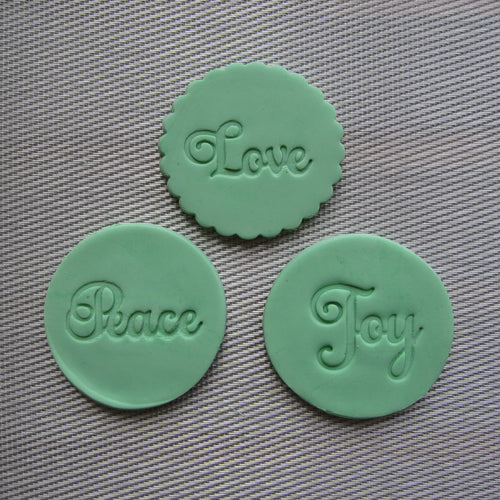 Joy, Love & Peace Fondant Embosser / Cookie Stamp - set of 3
